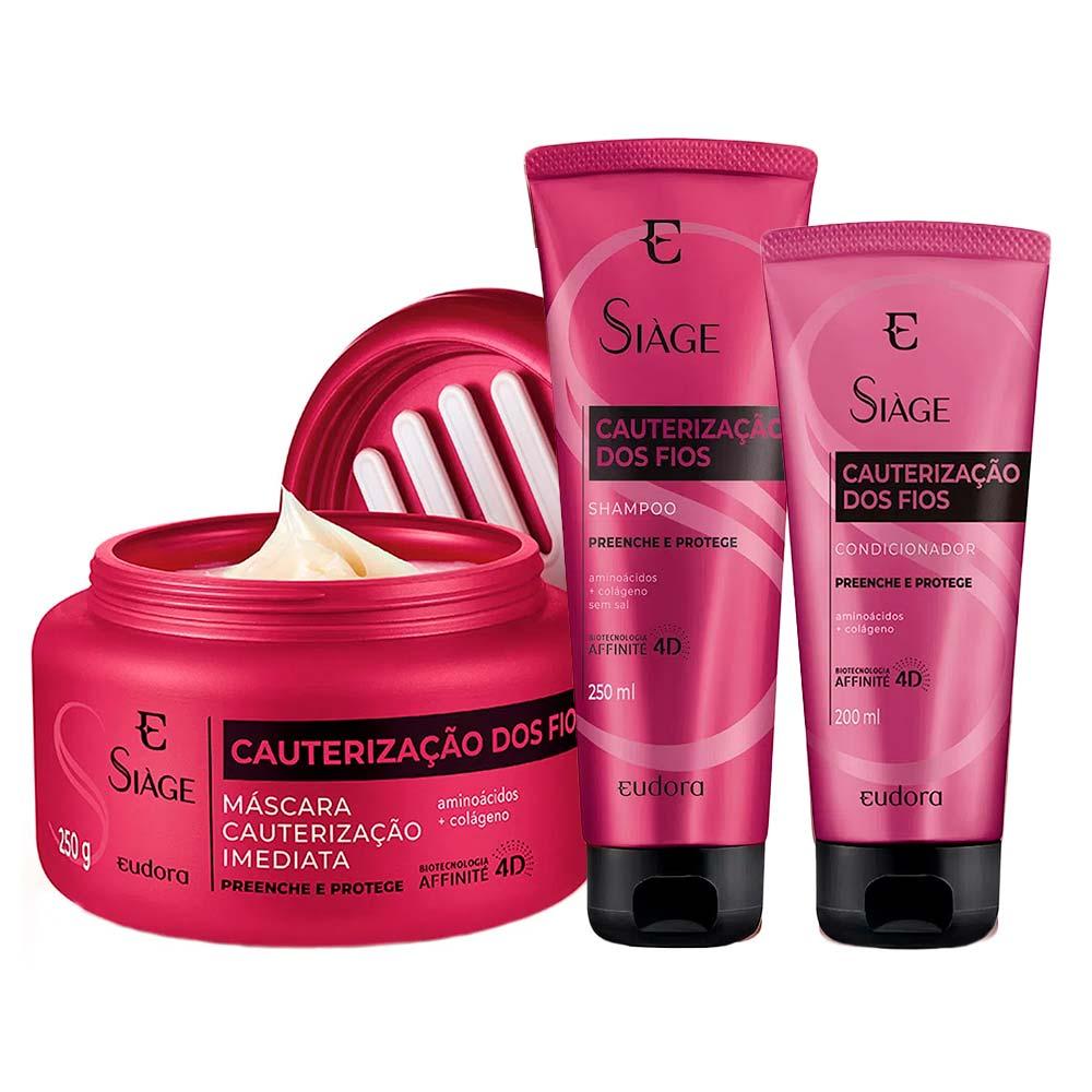 Eudora Siage Cauterização dos Fios Kit - Shampoo + Condicionador + Máscara - 1