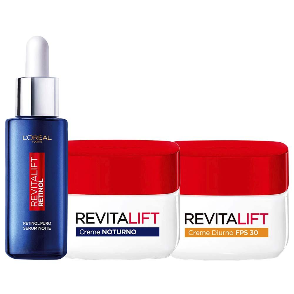 L’Oréal Paris Revitalift Kit – Sérum Antirrugas Noturno Retinol 30ml + Creme Anti-Idade Diurno 49g + Creme Noturno Anti-Idade Pro-Retinol 49g - 1