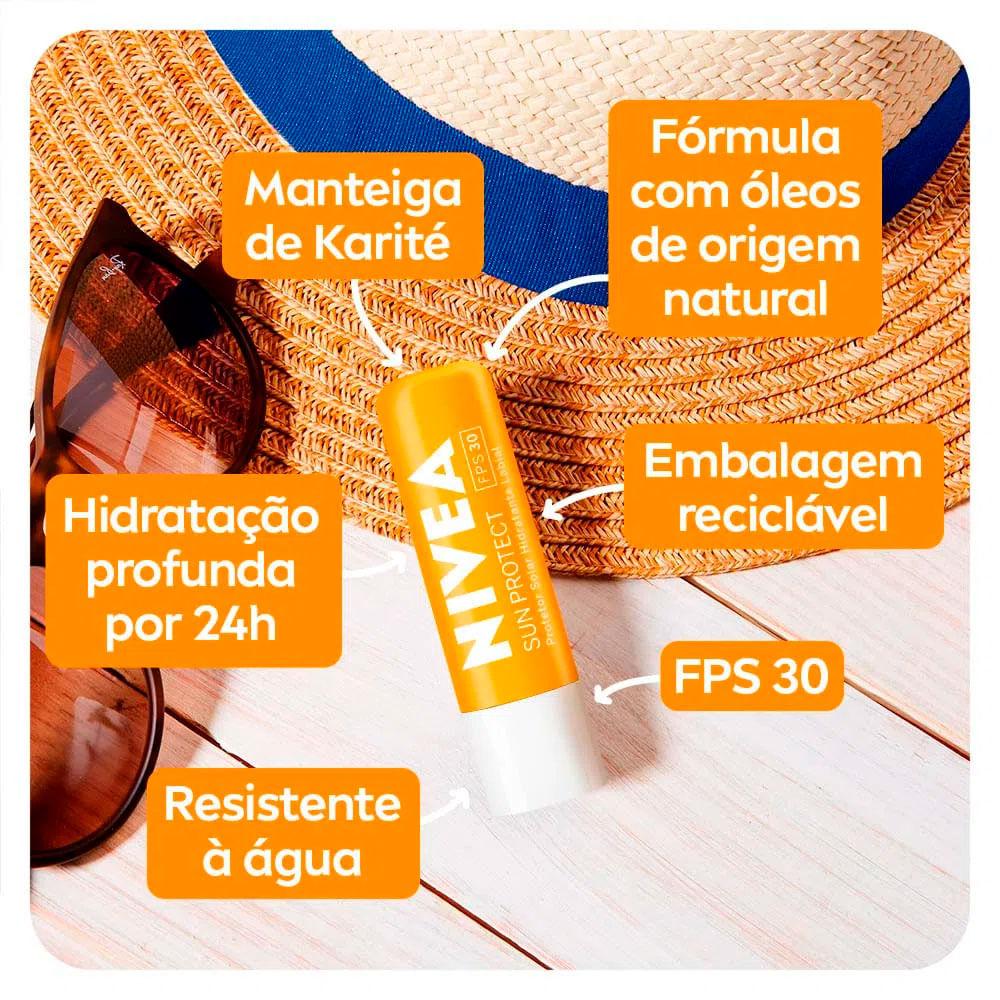 NIVEA Kit – Protetor Solar Labial Hidratante Sun Protect FPS30 + Protetor Labial Original Care - 3