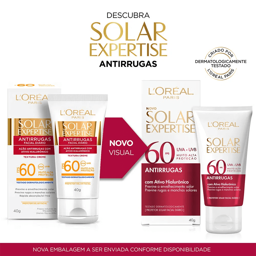 L’Oréal Paris Kit com 2 Unidades - Protetor Solar Facial Solar Expertise Antirrugas FPS60 - 40g - 4
