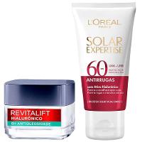 L’Oréal Paris Kit – Protetor Solar Facial Solar Expertise Antirrugas FPS60 40g + Gel Creme Facial Antioleosidade Revitalift Hialurônico 50ml - 1