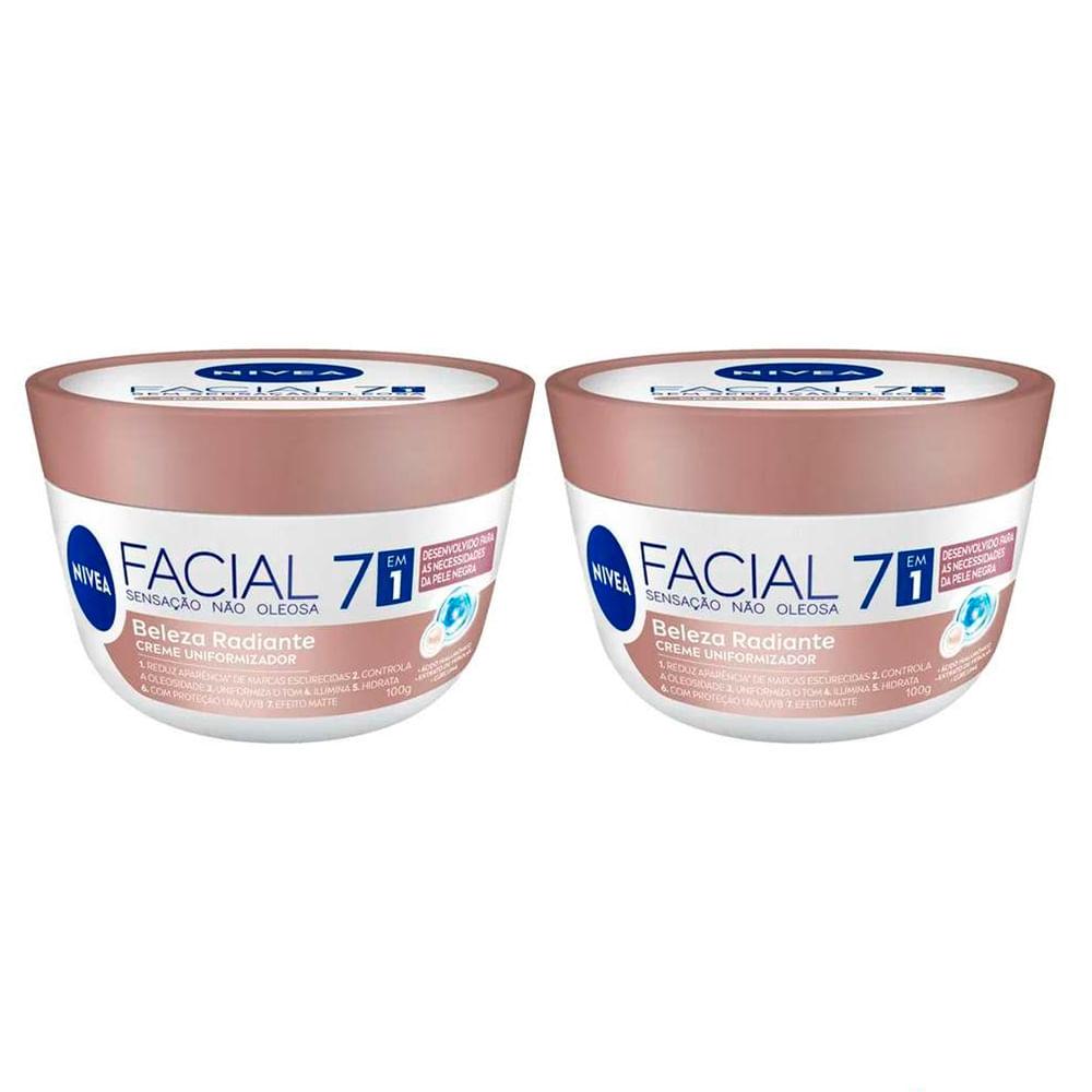 NIVEA Kit com 2 Unidades – Hidratante Facial 7 em 1 Beleza Radiante 100g - 1