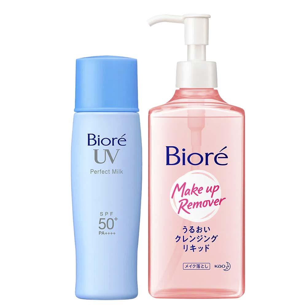 Bioré Kit – Protetor Solar Facial Perfect Milk FPS50 40ml + Demaquilante Facial Sérum de Limpeza Make Up Remover 230ml - 1