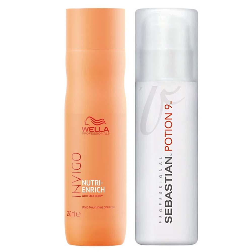 Wella Professionals Kit Invigo Nutri-Enrich Shampoo + Sebastian Potion 9 Creme Gel - 1