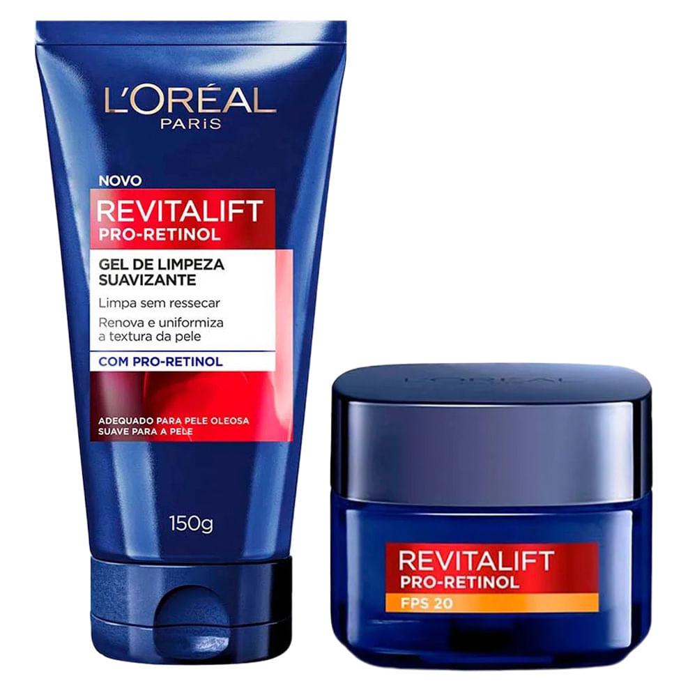 L'Oréal Paris Kit - Gel de Limpeza Facial + Creme Facial Antirrugas - 1