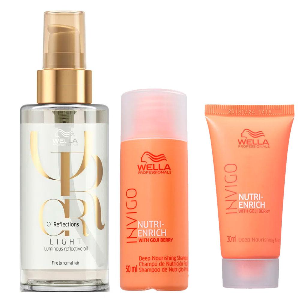 Wella Professionals Invigo Kit - Shampoo + Máscara + Óleo Oil Reflection Light - 1