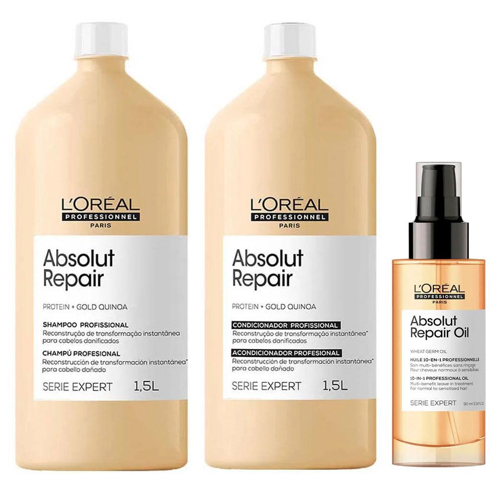 L'Oréal Professionnel Absolut Repair Kit – Shampoo + Condicionador + Óleo Capilar - 1