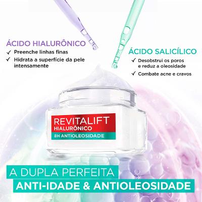 L’Oréal Paris Kit – Gel Creme Facial Antioleosidade Revitalift Hialurônico + Creme Milagroso 3 em 1 Elseve Cacho dos Sonhos