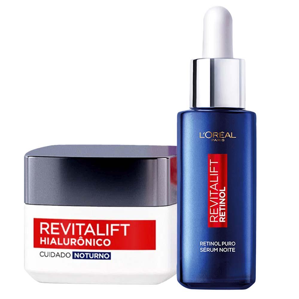 L’Oréal Paris Revitalift Kit – Sérum Facial Antirrugas Noturno Retinol 30ml + Creme Facial Anti-Idade Noturno Hialurônico 49g - 1