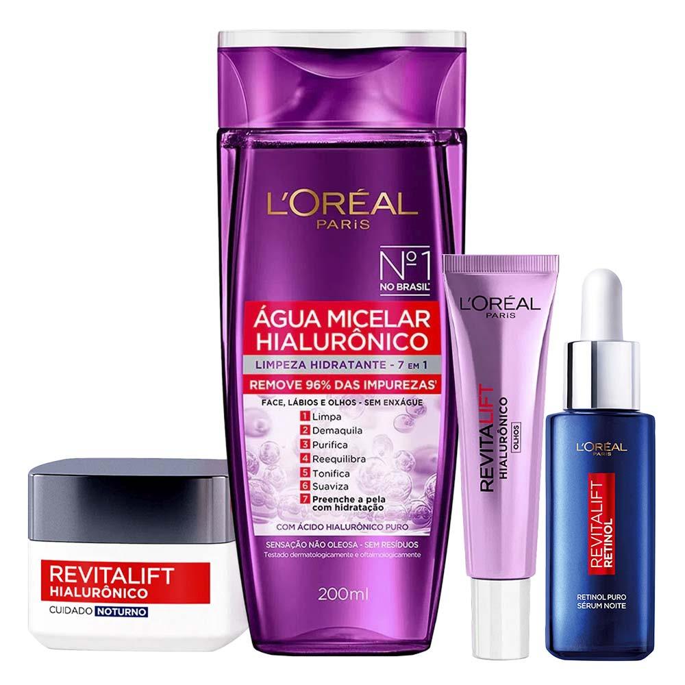 L’Oréal Paris Kit – Água Micelar 200ml + Sérum Noturno Antirrugas Retinol 30ml + Creme Anti-Idade Noturno 49g + Creme Anti-Idade para os Olhos 15g - 1