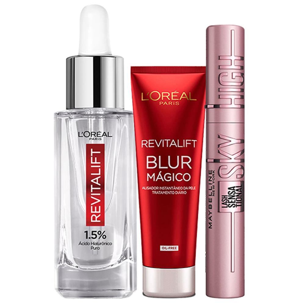 L’Oréal Paris + Maybelline Kit - Sérum Preenchedor 30ml + Primer Blur Mágico + Máscara de Cílios Lash Sensational Sky High - 1