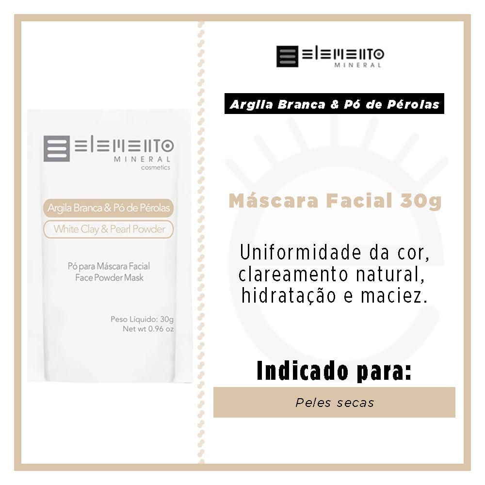 Máscara Facial Elemento Mineral Argila Branca com Pó de Pérolas - 2