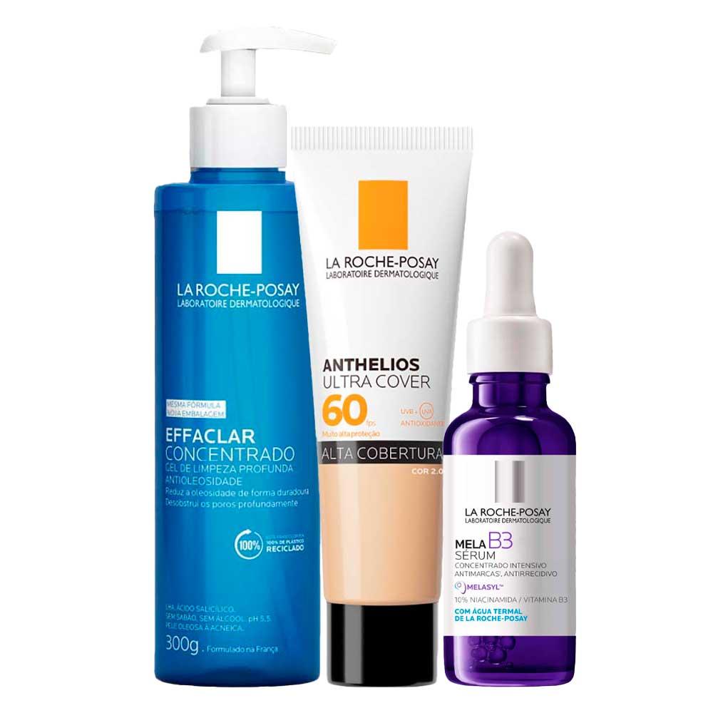 La Roche-Posay Kit - Gel de Limpeza + Sérum + Protetor Solar FPS60 Cor 2.0 para Rejuvenescimento Facial - 1