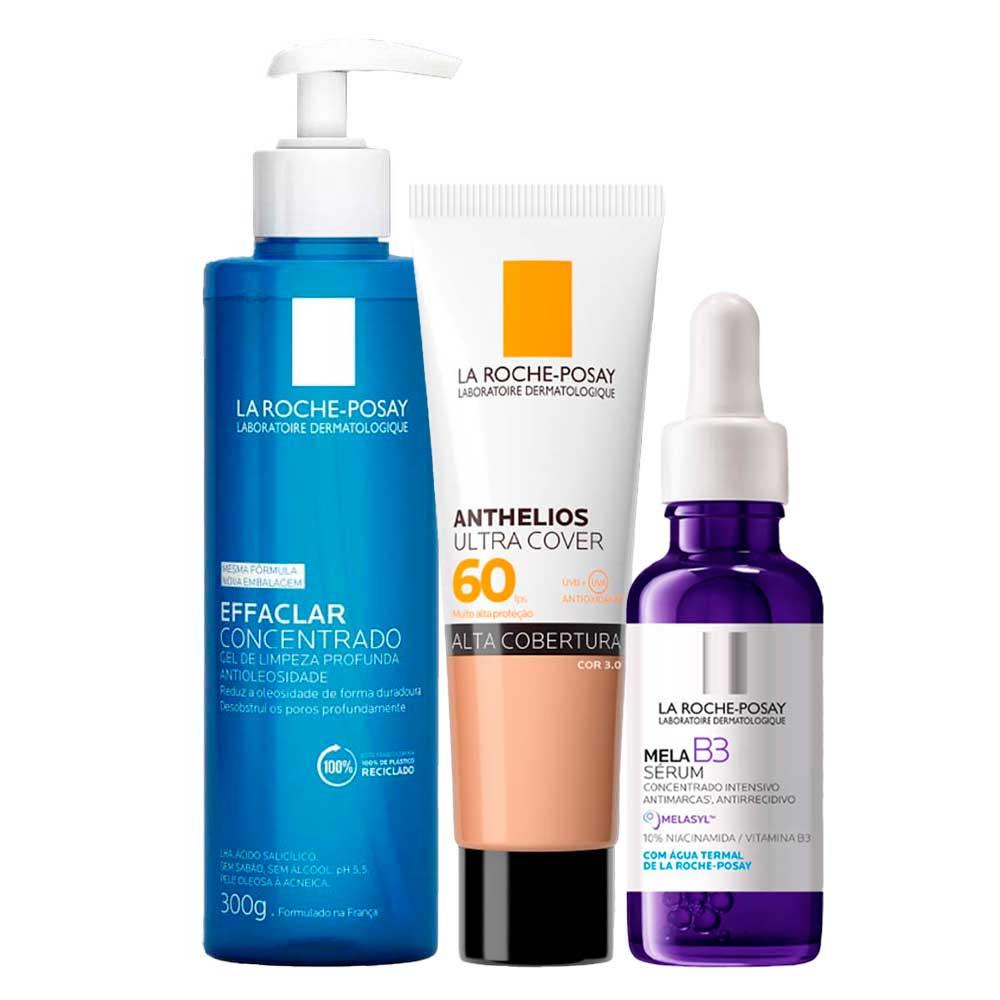 La Roche-Posay Kit - Gel de Limpeza + Sérum + Protetor Solar FPS60 Cor 3.0 para Rejuvenescimento Facial - 1