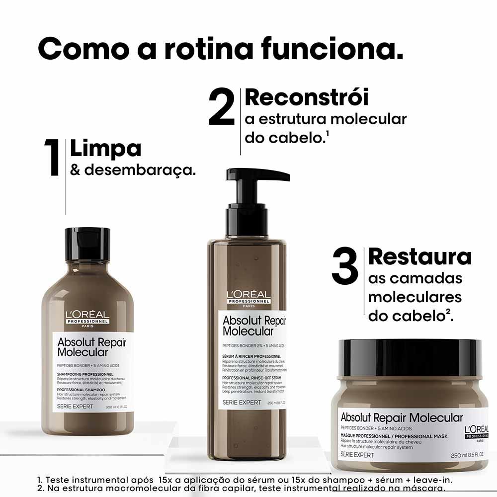L'Oréal Professionnel Absolut Repair Molecular Kit de Tratamento Capilar: Shampoo + Sérum + Máscara Para Cabelos Danificados a muito Danificados - 6