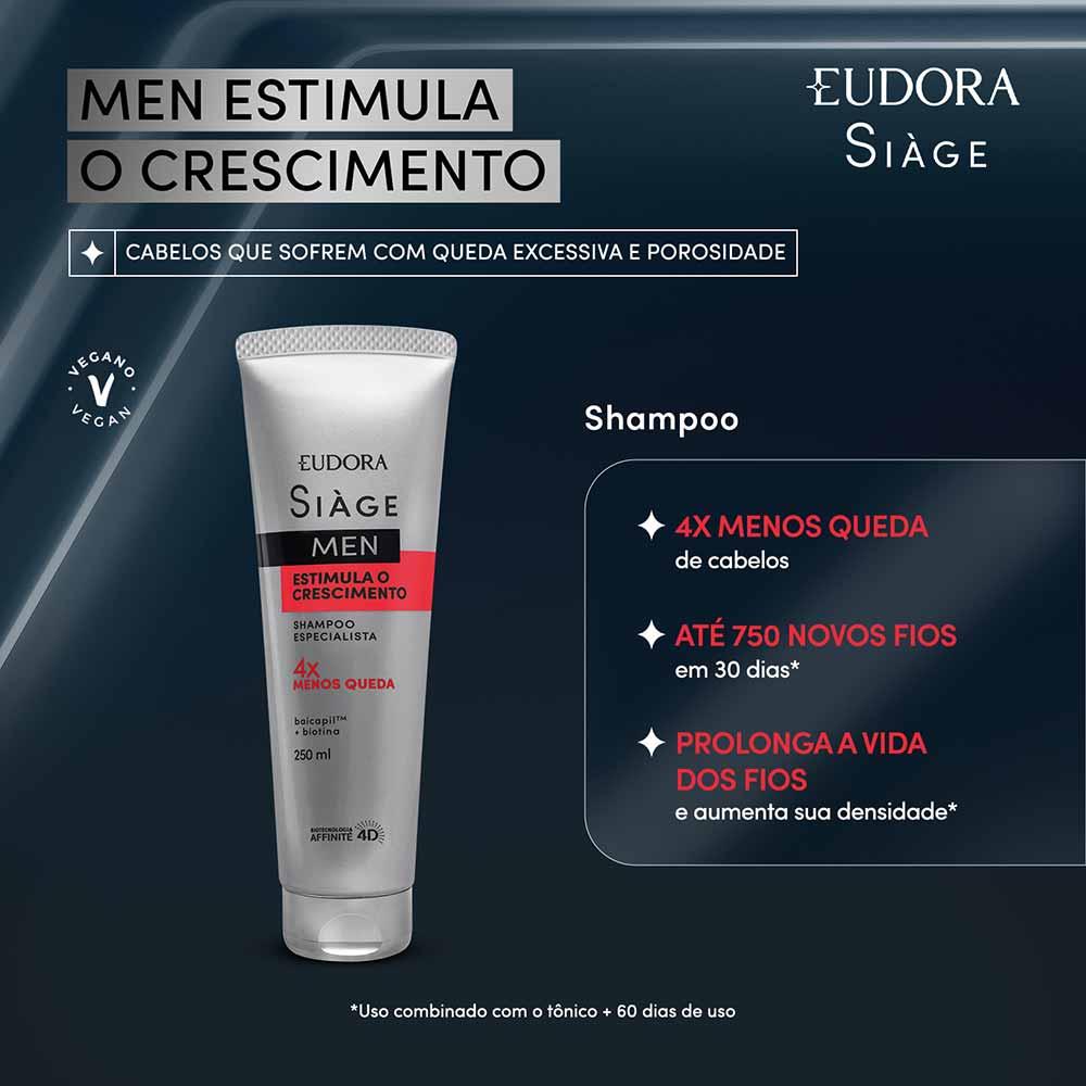 Eudora Siage Men Estimula o Crescimento Shampoo - 2