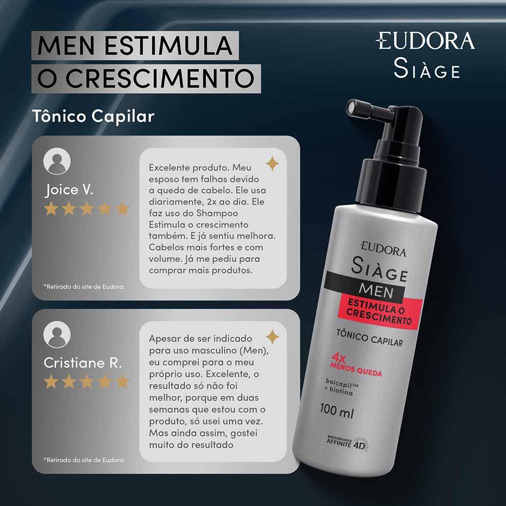 Eudora Siage Men Estimula o Crescimento Tônico Capilar - 3