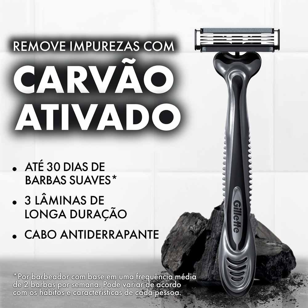 Aparelho de Barbear Descartavel Gillette 3 Carvão ativado - 5