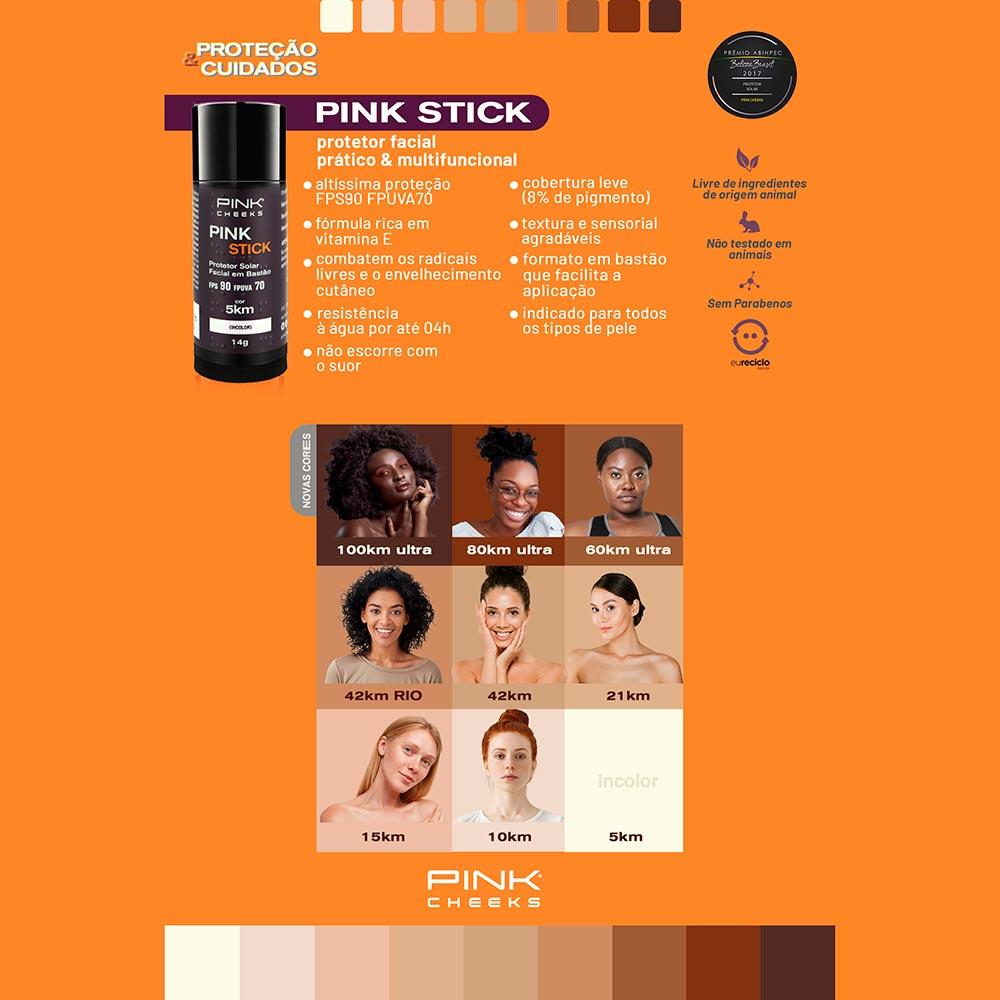 Protetor Solar Facial Com Cor Pink Stick FPS90 - 4