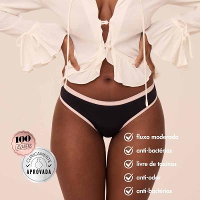Calcinha Absorvente Pantys Comfy – Preto e Rosa