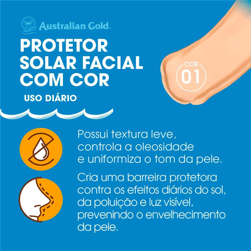 Protetor solar Facial com Cor Gel Creme Australian Gold - 7