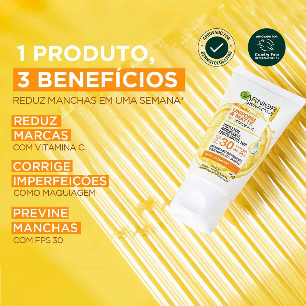Protetor Solar Facial Hidratante Garnier Uniform & Matte Vitamina C FPS30 - 4