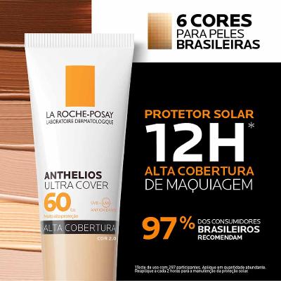 Protetor Solar Facial com Cor Alta Cobertura e Toque Seco FPS 60 La Roche-Posay Anthelios Ultra Cover