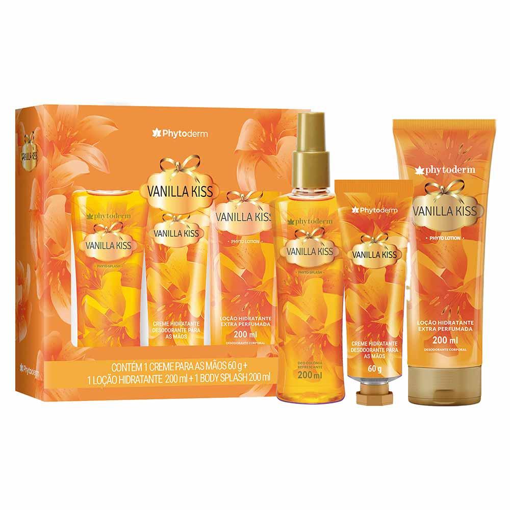 Vanilla Kiss Phytoderm Body Splash Kit Perfume Feminino Loção Hidratante Creme Para As Mãos - 1
