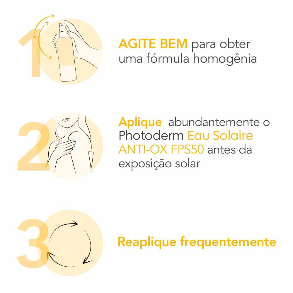 Água Solar Bifásica Bioderma Photoderm Eau Solaire Anti-Ox com FPS50 Para Corpo, Rosto e Cabelos - 1