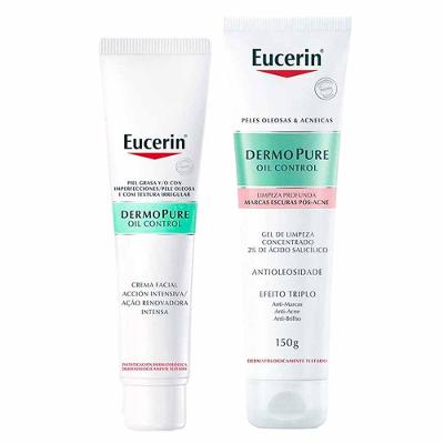 Eucerin DermoPure Oil Control Kit - Gel de Limpeza Facial + Creme Facial para Peles Oleosas e Acneicas