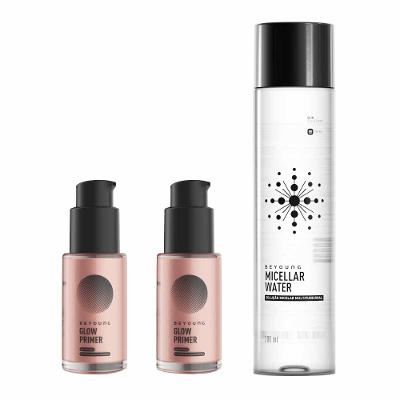 Beyoung Kit com 1 Água Micelar e 2 Primers Faciais Rose para Efeito Lifting Imediato