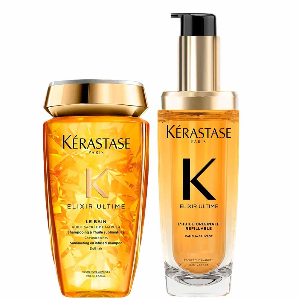 Kérastase Ultime Kit - Óleo Capilar + Shampoo para Cabelos sem Brilho - 1