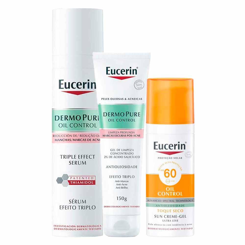 Eucerin DermoPure Oil Control Kit - Protetor Solar + Sérum + Gel de Limpeza Facial para Pele Oleosa e Acneica - 1