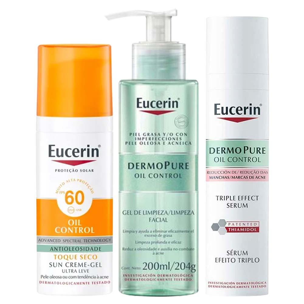 Eucerin DermoPure Oil Control Kit - Protetor Solar Facial  + Gel de Limpeza + Sérum para Pele Mista à Oleosa - 1