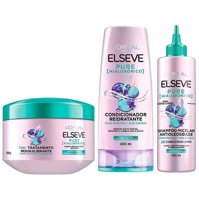 Elseve Pure Hialurônico Kit – Condicionador + Shampoo Micelar + Creme de Tratamento