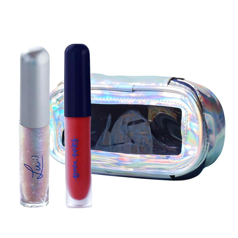 Bruna Tavares BT + Lu Kit - Batom Líquido Online + Gloss Labial Pixels + Nécessaire - 1