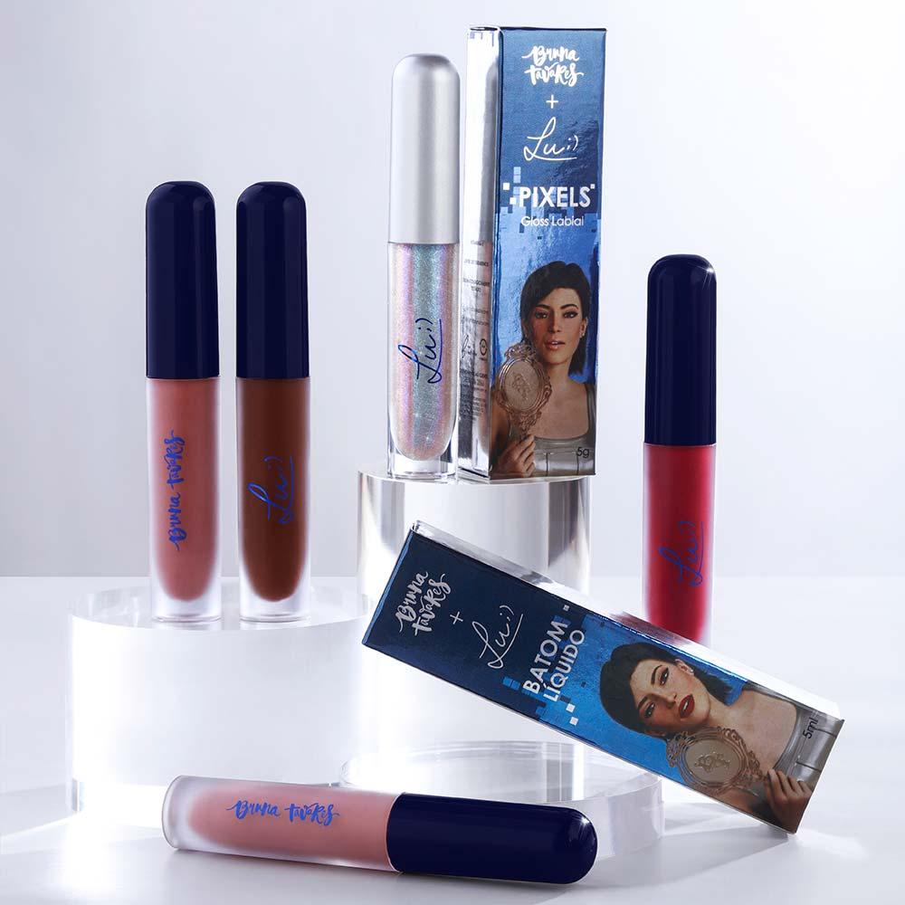 Bruna Tavares BT + Lu Kit - Batom Líquido Trend + Batom Líquido Feed + Gloss Labial Pixels + Nécessaire - 8