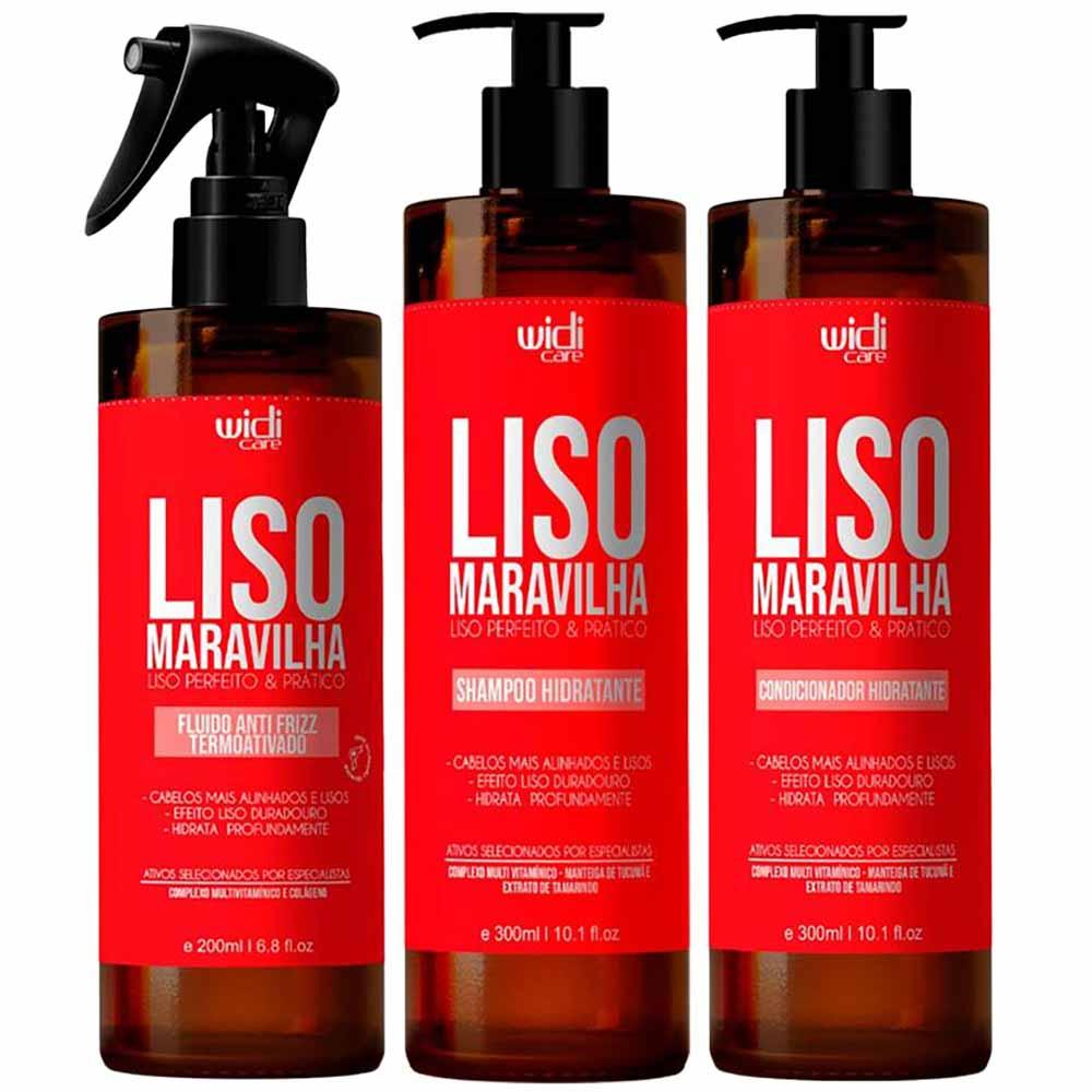 Widi Care Liso Maravilha Kit – Shampoo + Condicionador + Fluído Anti Frizz - 1