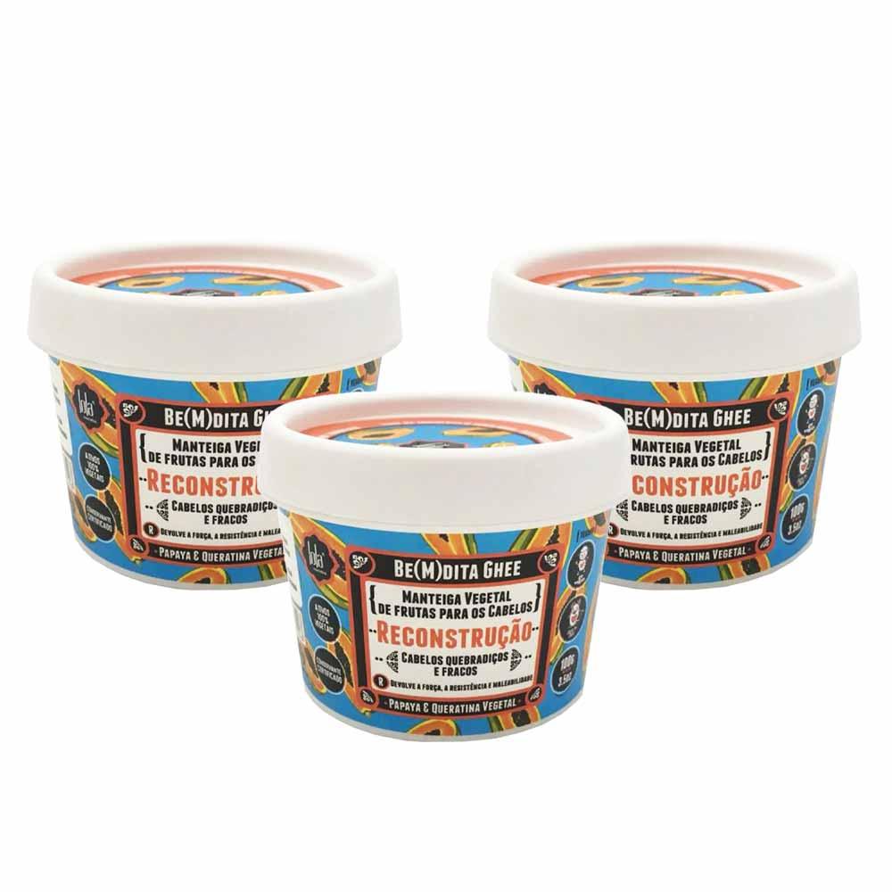 Lola Cosmetics Be(m)dita Ghee Papaya e Queratina Vegetal Kit - Máscara de Reconstrução Com 3 Unidades - 1