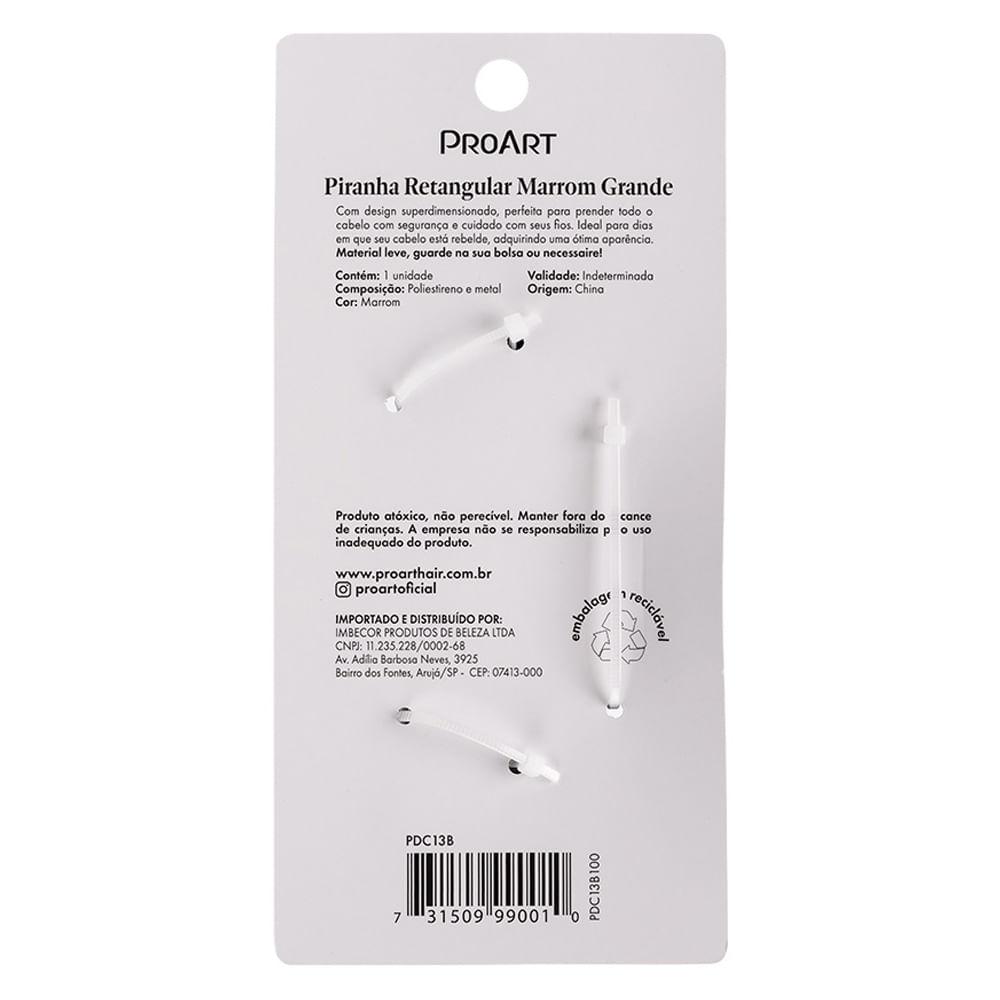 Prendedor de Cabelo Retangular Proart Grande Marrom - 4