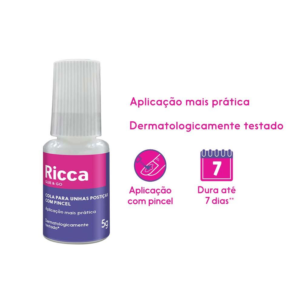 Cola para Unhas Postiças Ricca com Pincel - Glue & Go - 4
