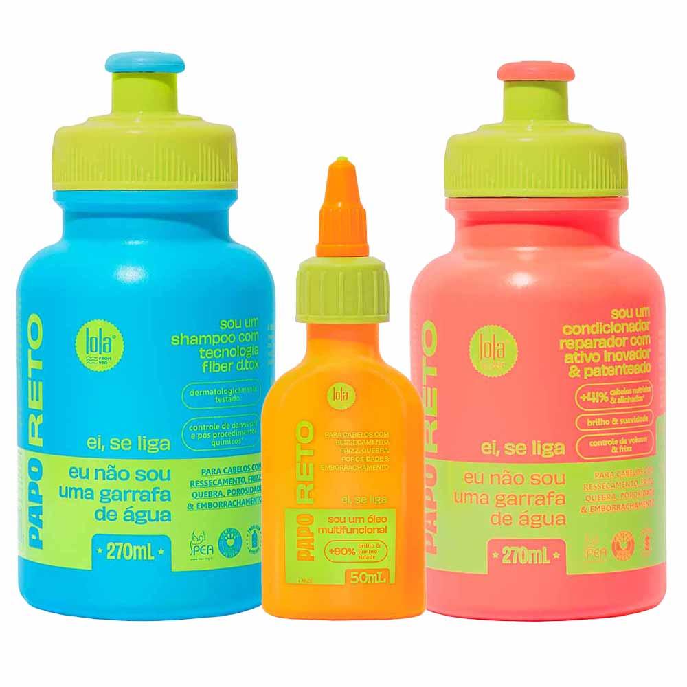 Lola From Rio Papo Reto Kit – Shampoo + Condicionador + Óleo Capilar - 1
