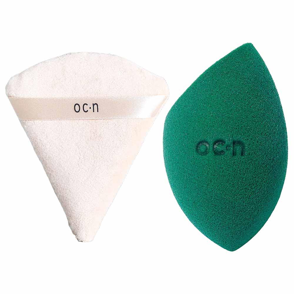 Océane Kit - Esponja Powder Puff + Esponja Flat Blend Verde - 1