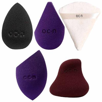 Océane Kit - Esponja Powder Puff + Esponja Flat Blend Roxa + Esponja Flat Drop Preto + Esponja Flat Blend Roxa + Esponja My Blend Marsala