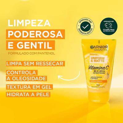 Garnier Skin Vitamina C Kit - Gel de Limpeza Facial Antibacteriano + Hidratante Facial Antimanchas