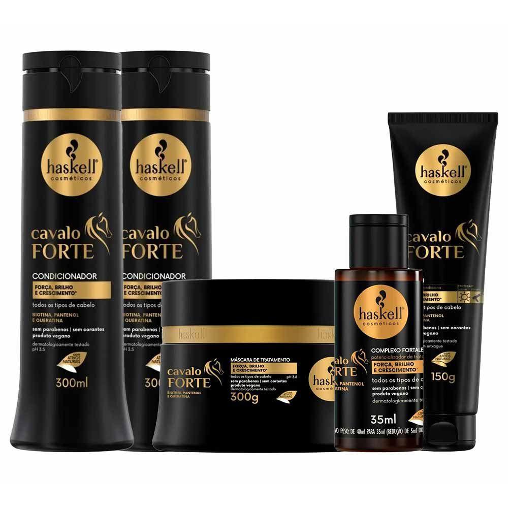 Haskell Cavalo Forte Kit – Shampoo + Condicionador + Máscara + Leave-In + Complexo Fortalecedor - 1