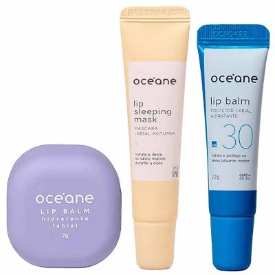 Océane - Máscara Labial Noturna + Protetor Labial + Hidratante Labial Kit Presenteável