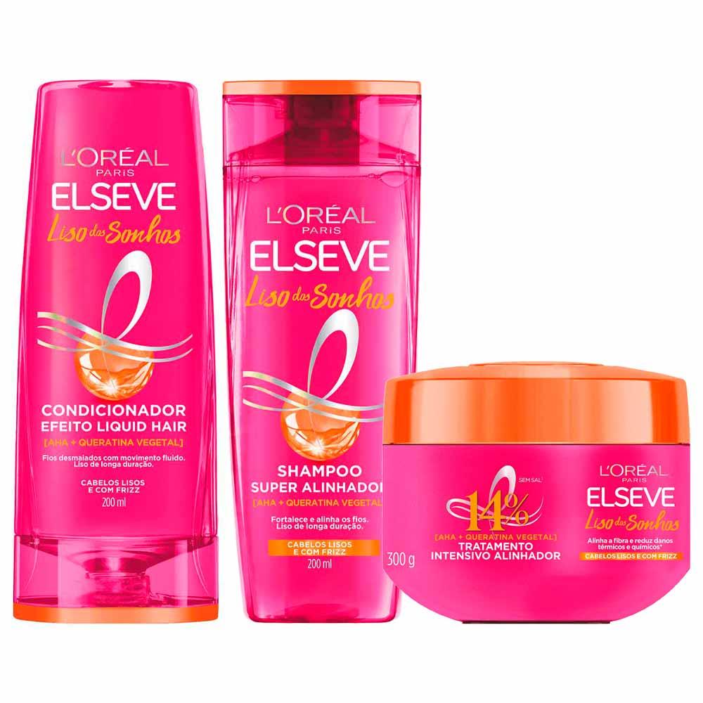 Elseve Liso dos Sonhos Kit - Condicionador + Shampoo + Máscara Capilar - 1