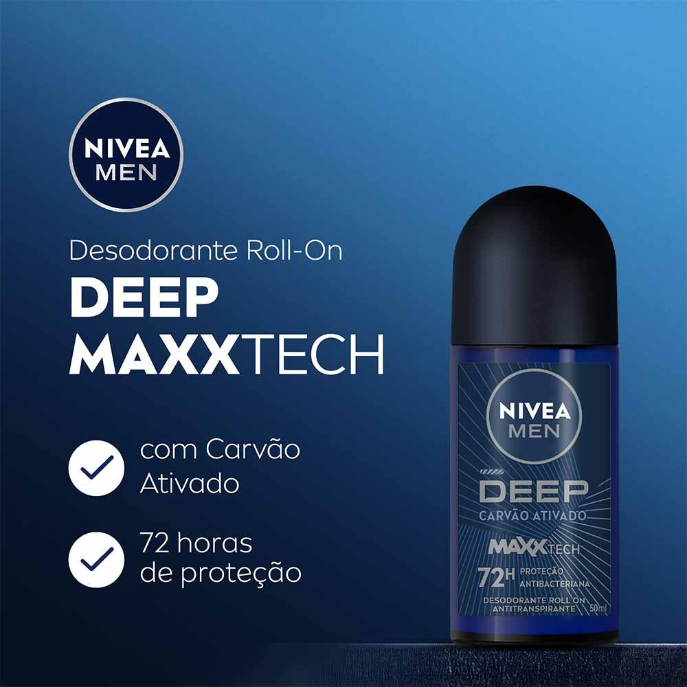 NIVEA MEN Antitranspirante Roll-on Deep MaxxTech Carvão Ativado - 2