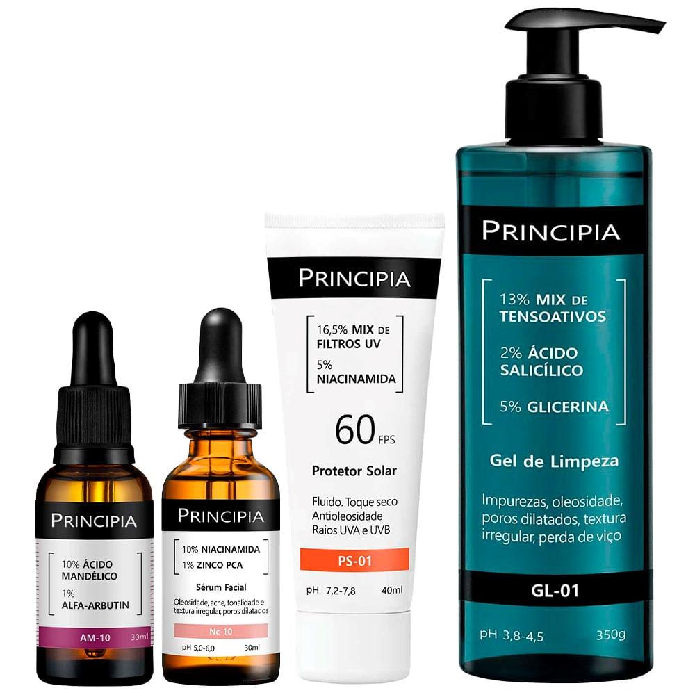 Principia Kit - Sérum Anti-idade + Gel de Limpeza Facial + Sérum Ácido Mandélico + Protetor Solar Facial - 1